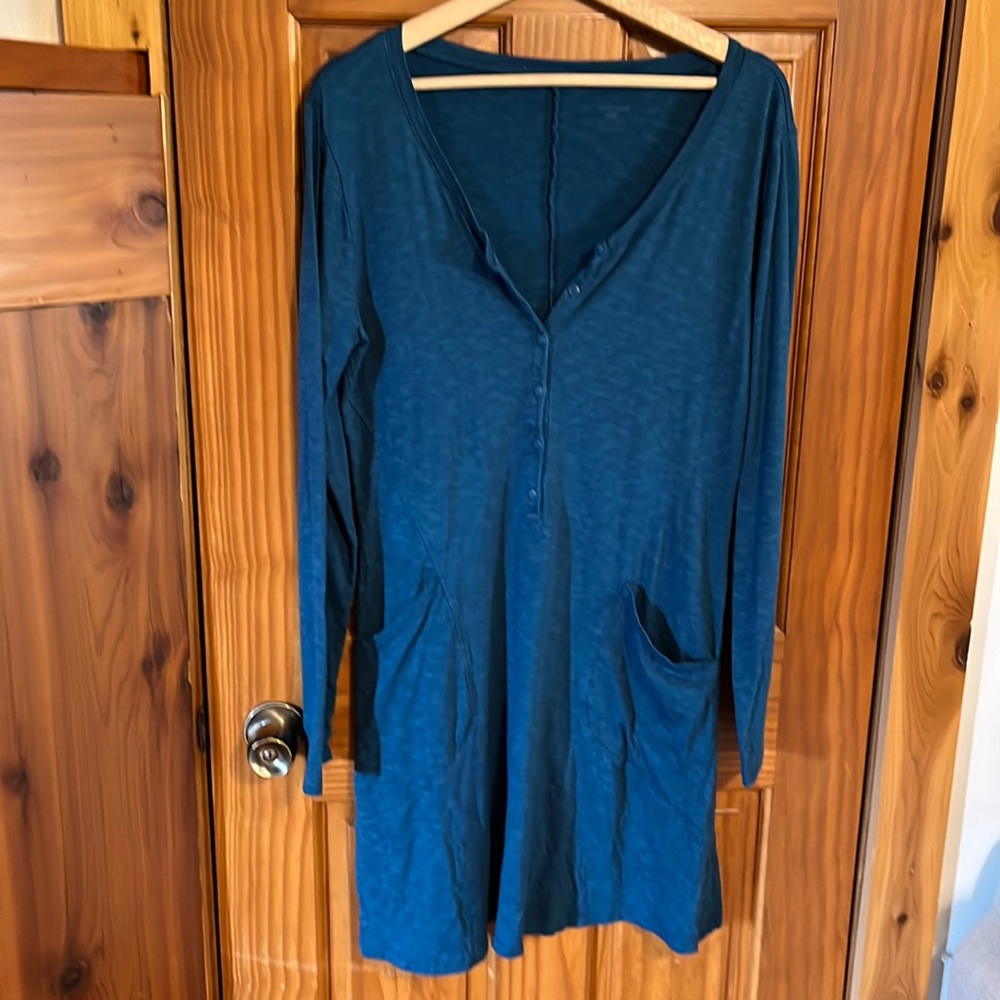 Horny Toad Blue Long Sleeve Cotton Samba Dress Size Medium
